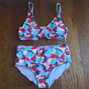 Never Worn!Colorful High waisted Swimsuit.